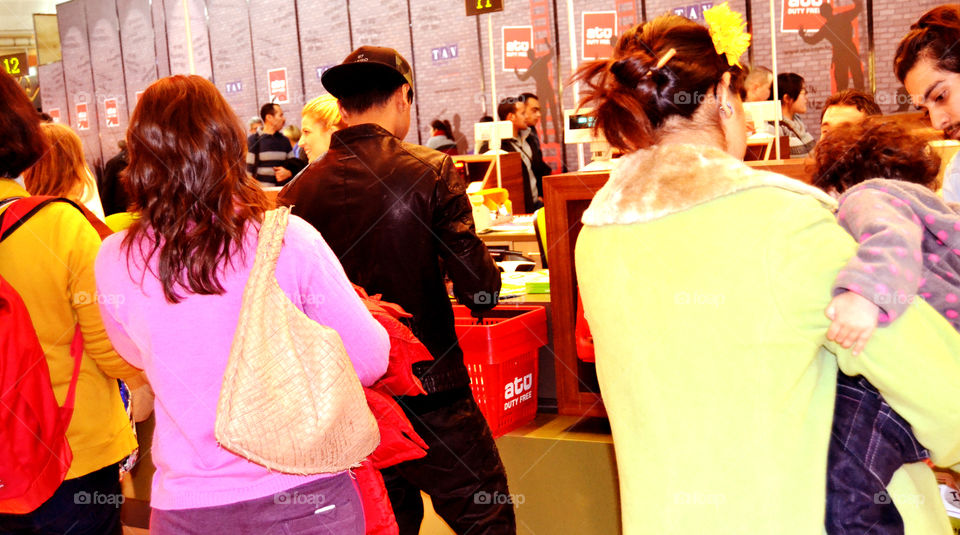 Waiting for ordering foods on the line