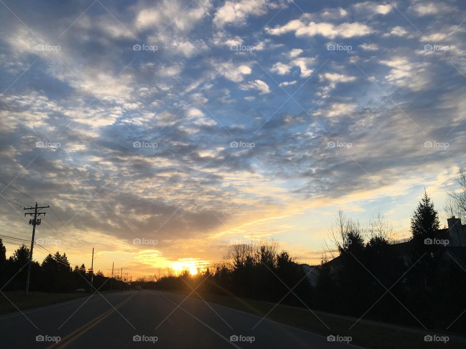 Road, Landscape, Light, Sunset, Sky