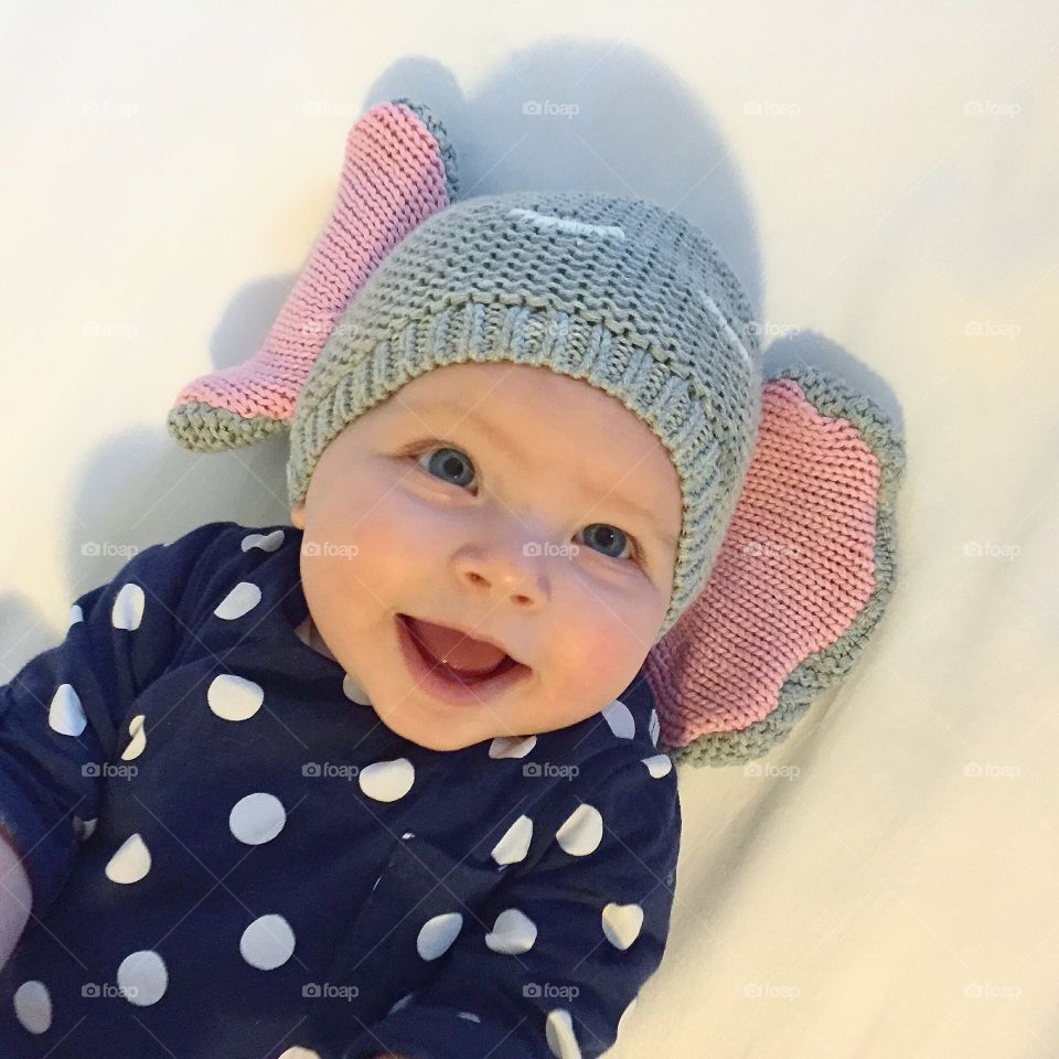 Elephant Baby. Baby in elephant hat.