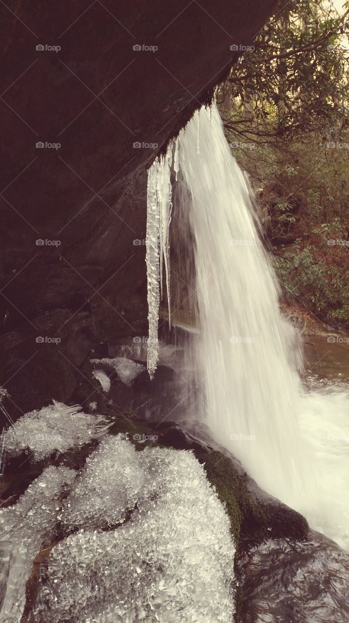 waterfall ice. waterfall in winter