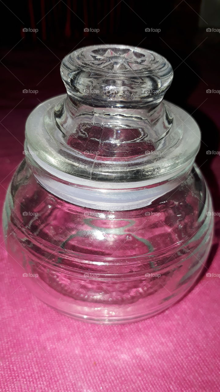 Mini round jar, clear and unique