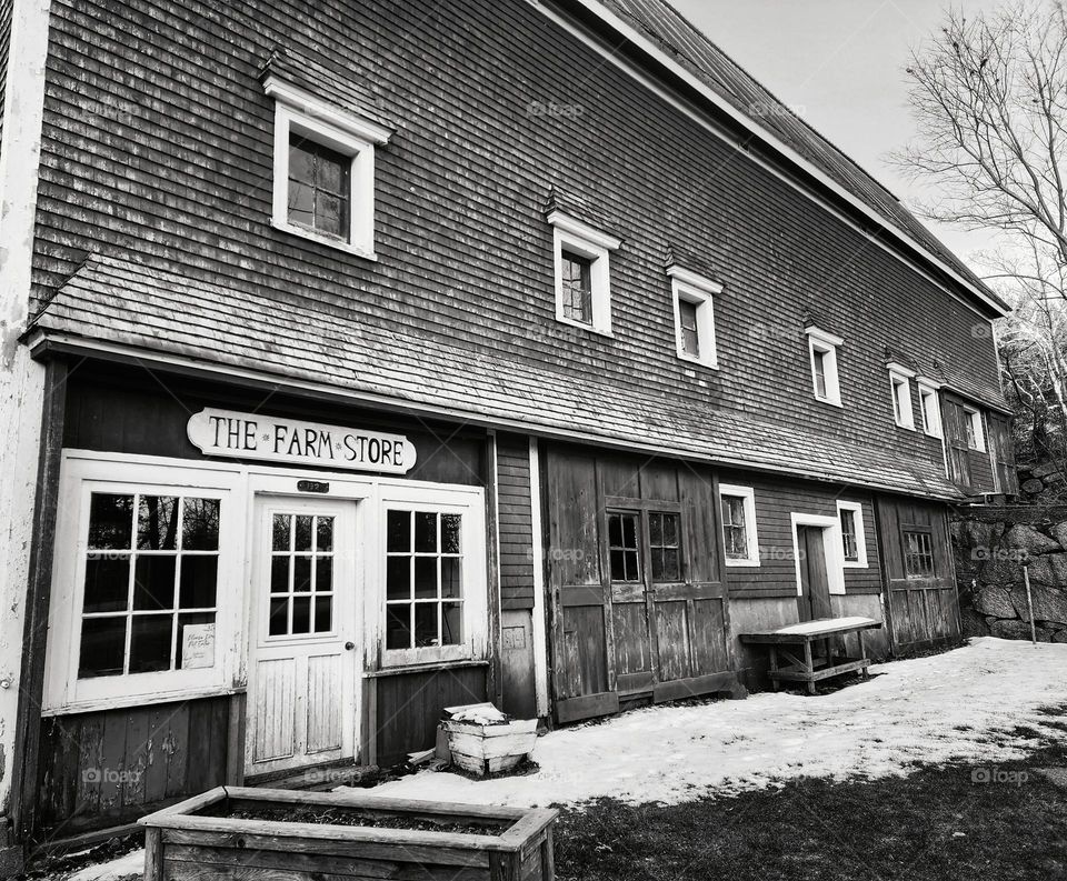 'The Farm Store' black and white architecture.