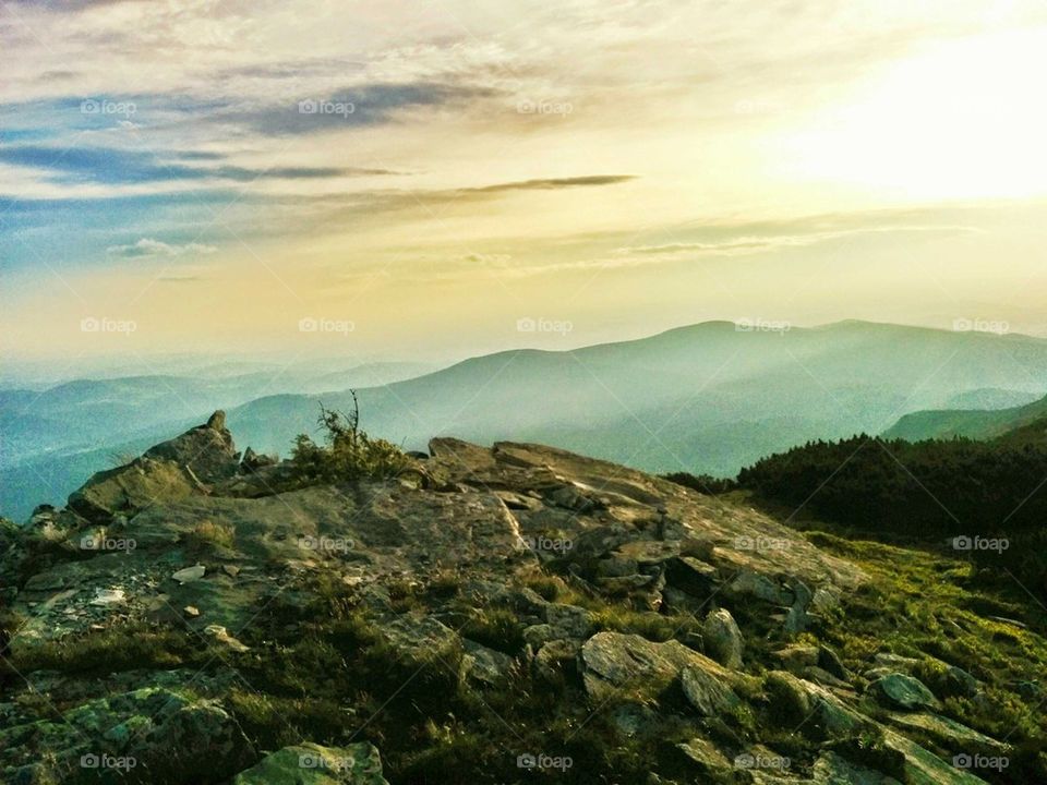 Sunset on mountains