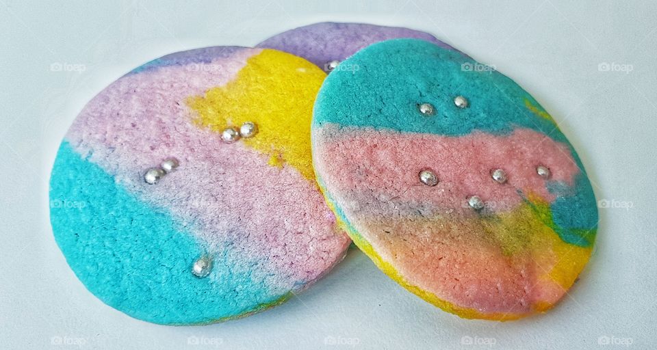 Butter cookies in bright colours