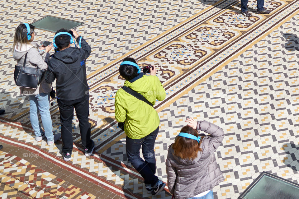 Hydraulic Pavement. Casa Batllo. Barcelona. Terrace.