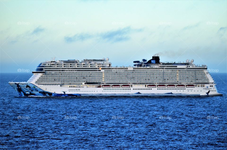 Passenger vessel at sea.