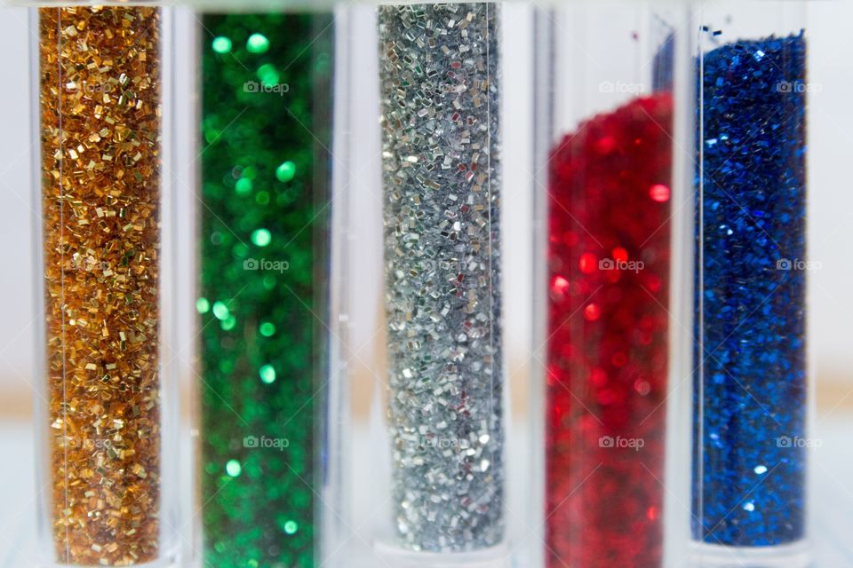Colored glitter in tubes