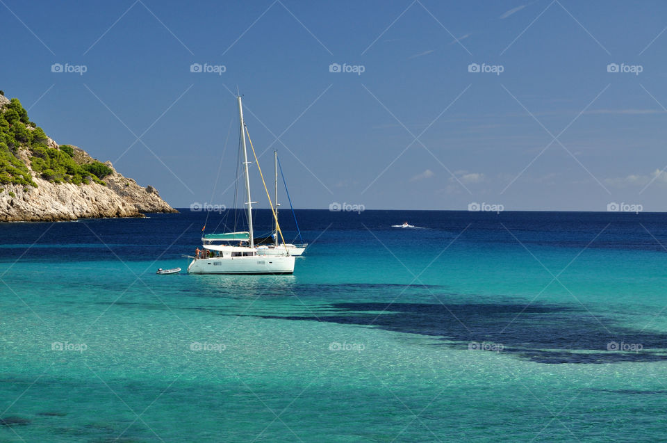 cala molto view with yachts - Mallorca island bay view