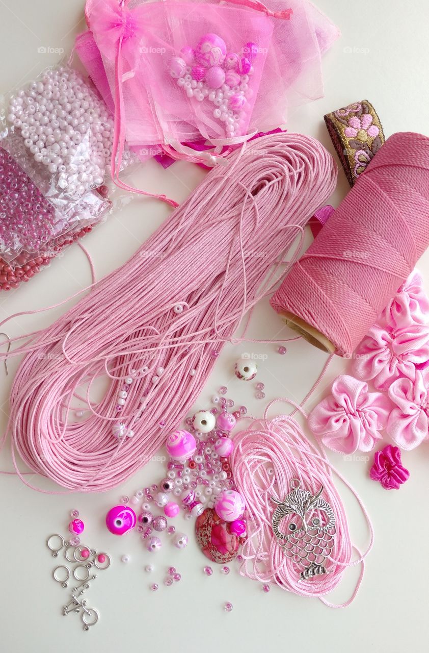 DIY - jewelry materials in pink