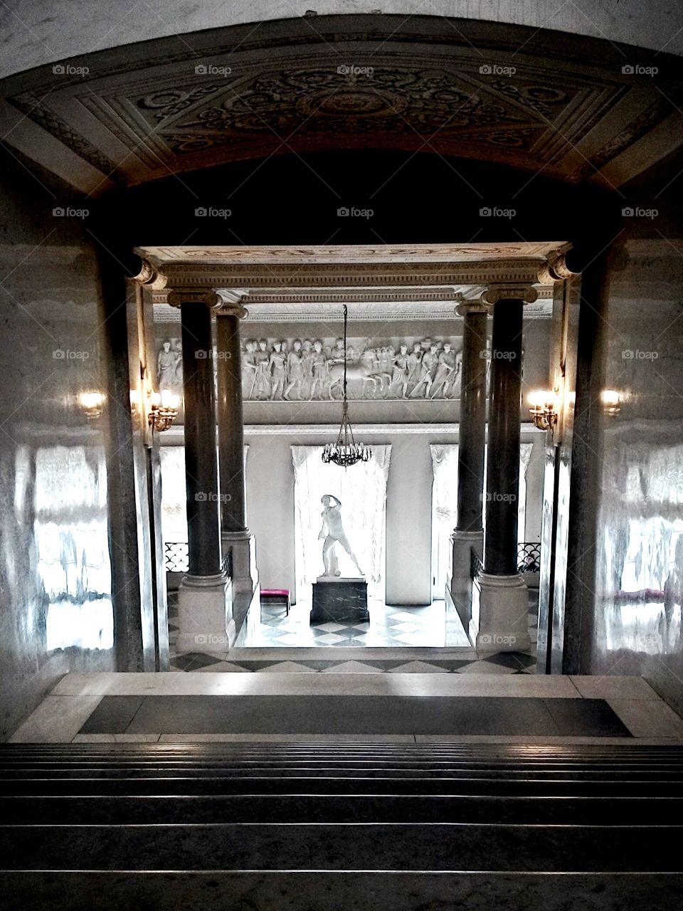 Staircase with columns in Hermitage museum