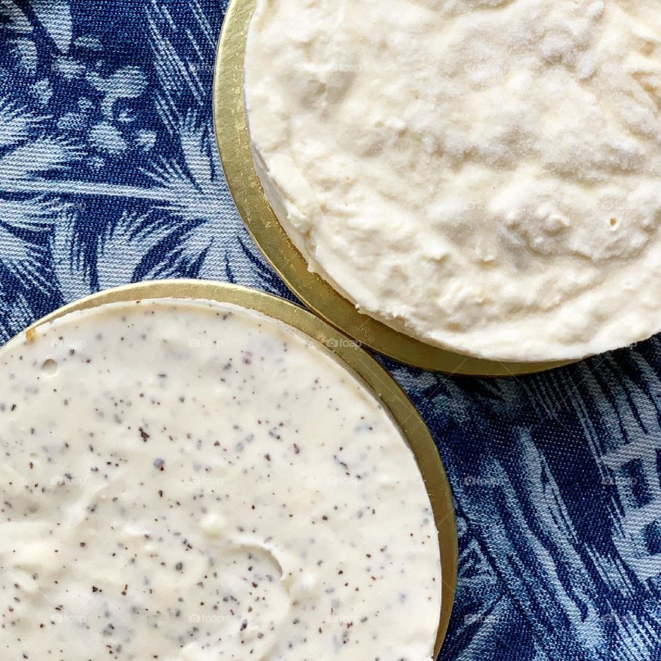 No baked earl grey mousse cheesecake and Durian mousse cake for afternoon snack 