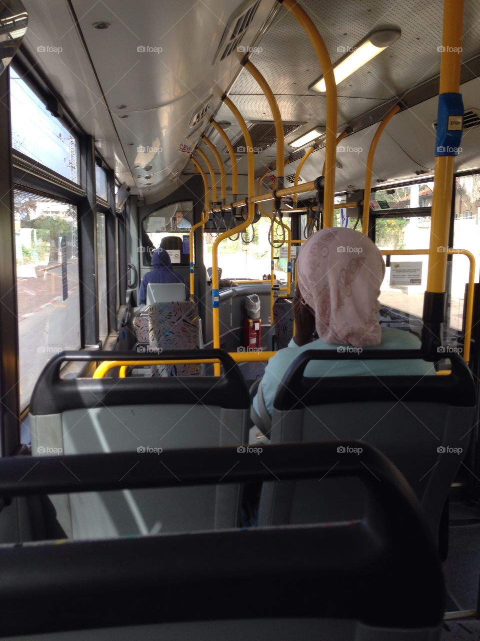 A woman in the bus 