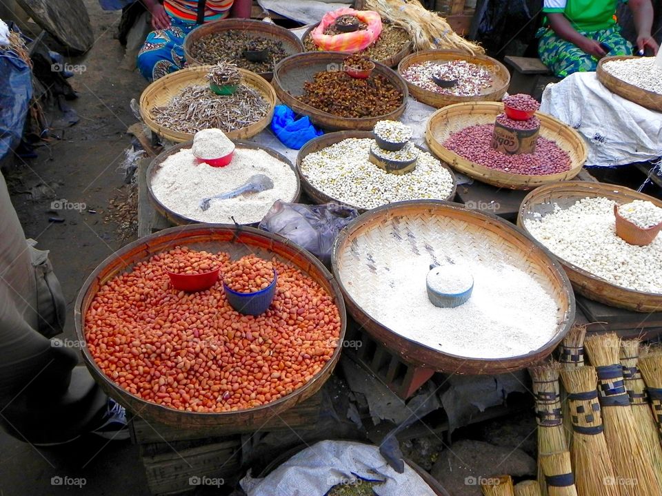 Spices at a market in Livingstone, Zambia