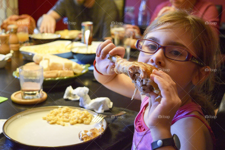 Close-up of a girl eating