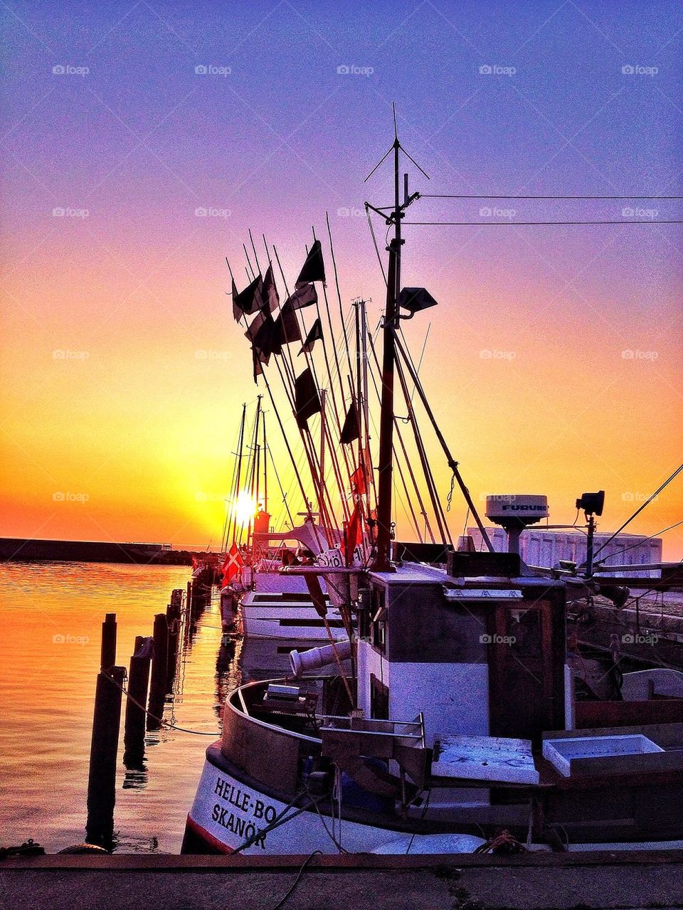 Harbour in sunset