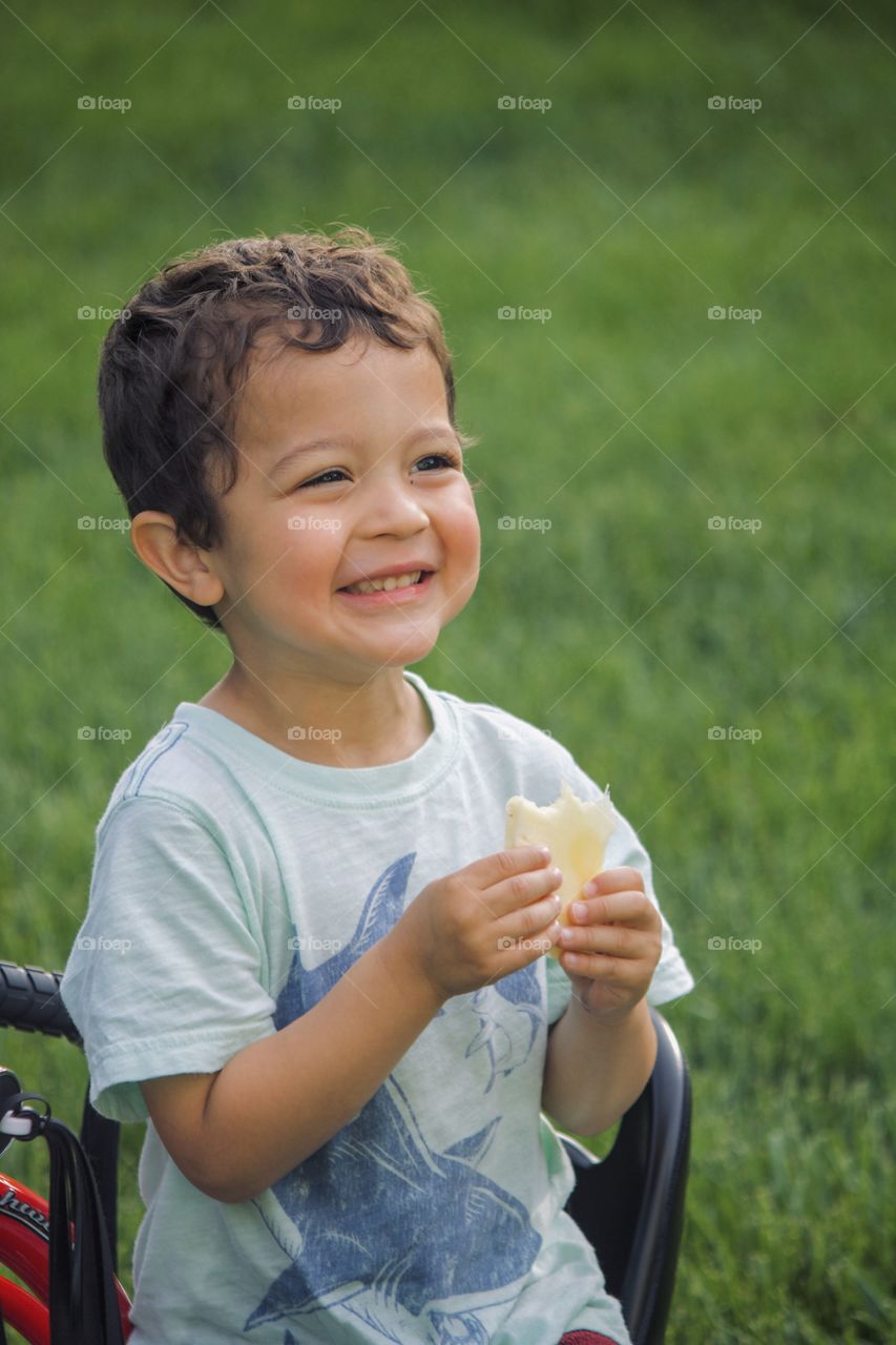 Happy with his snack