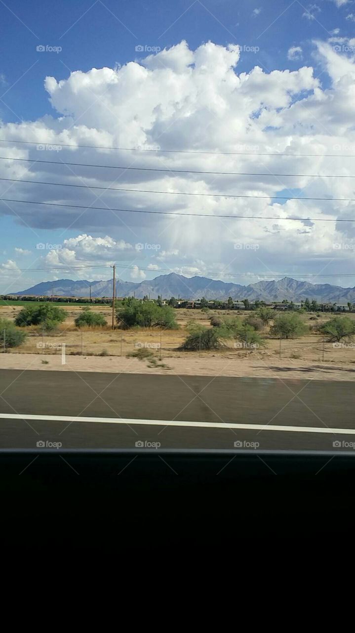 Clouds . on an Arizona road