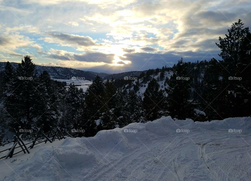 Christmas sunset in Montana