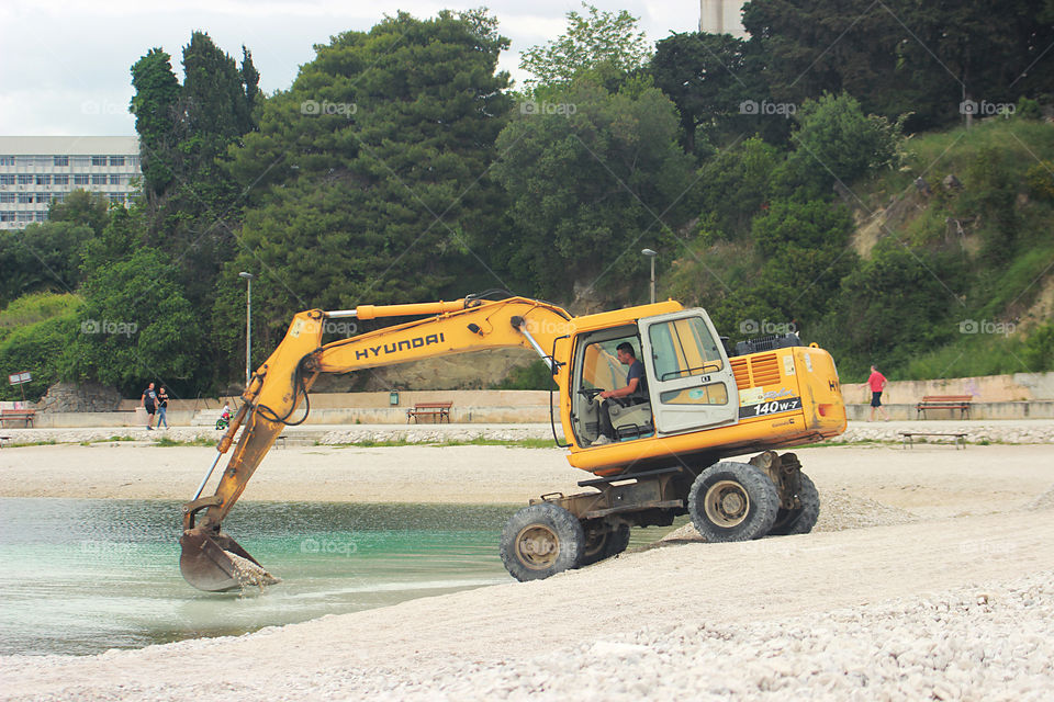 Working on the beach