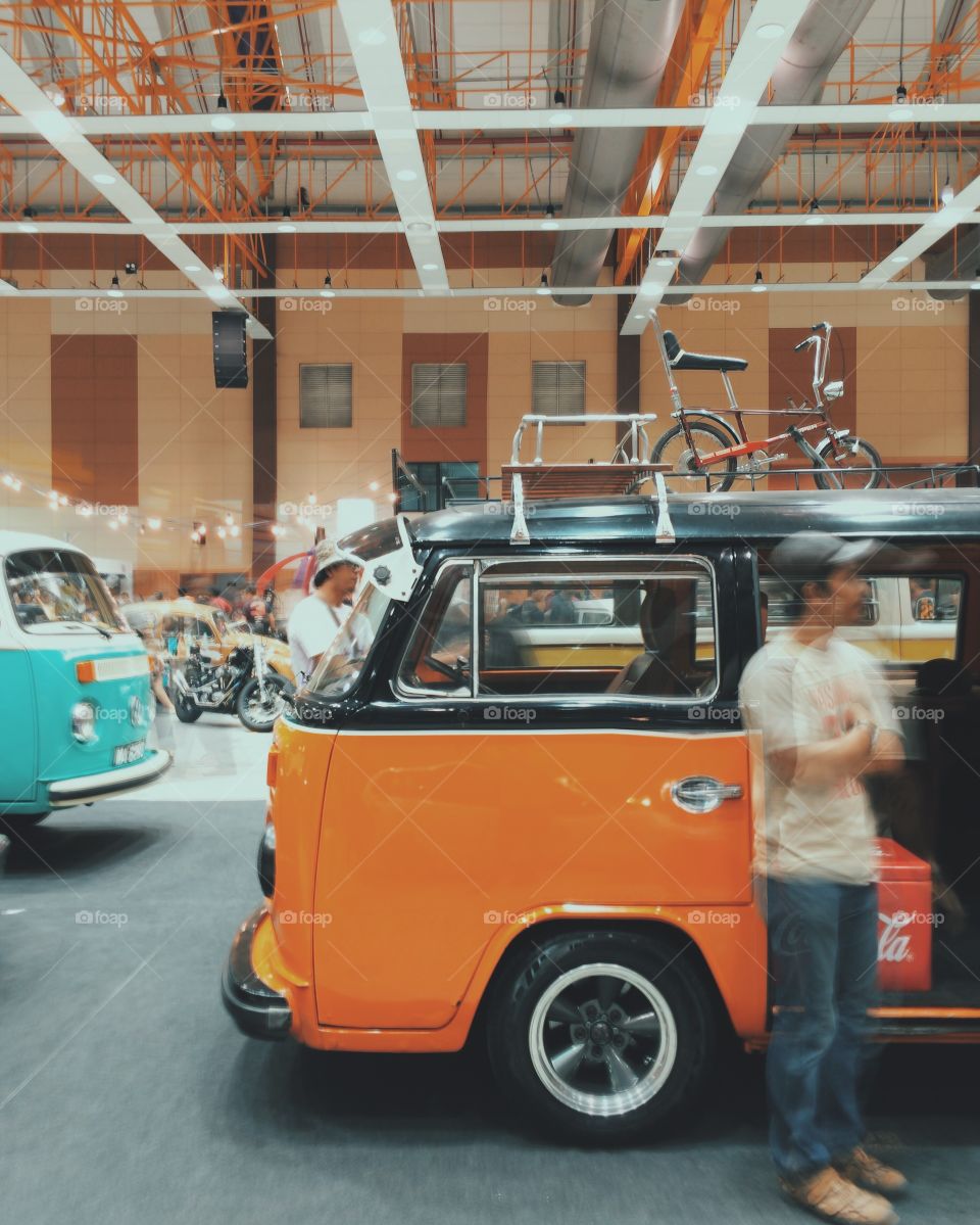 Orange VW classic camper