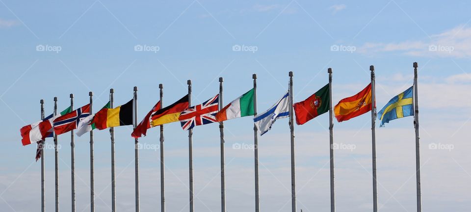 The flags of many countries 