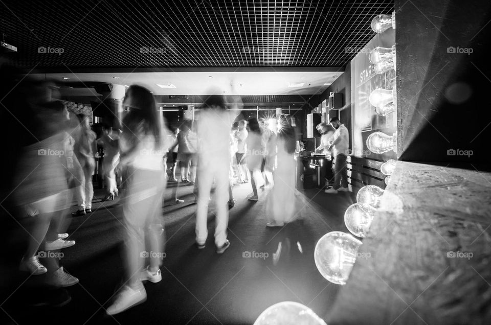 original high exposure black and white photo of dancing people