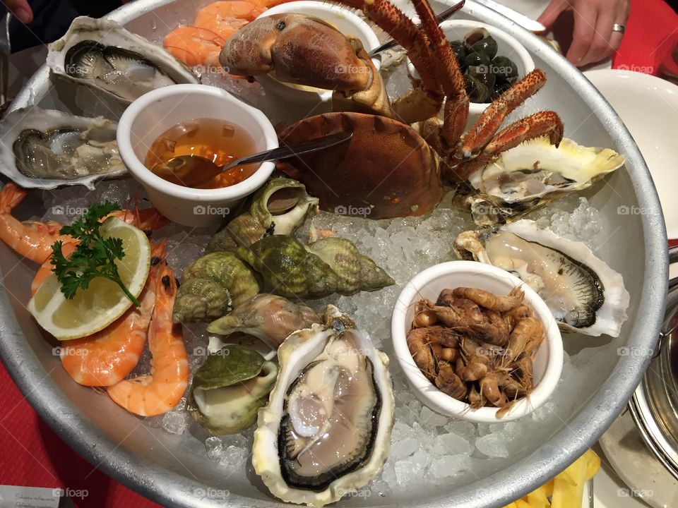 French seafood on platter