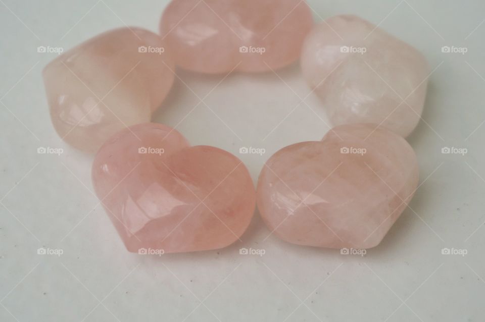 Hearts  rose quartz