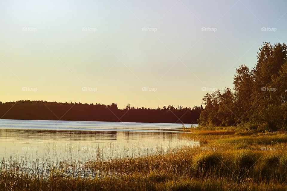 Sunset over the lake