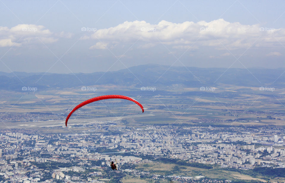 Paragliding over the city