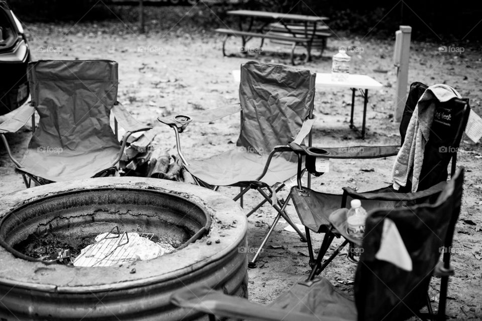 Chairs by the camp fire