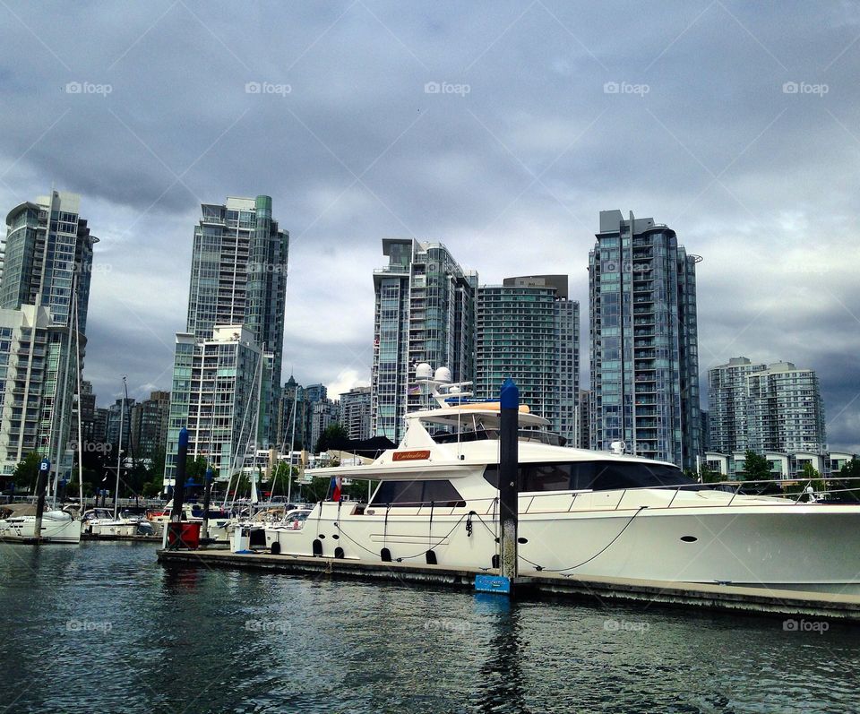 Yacht resting quietly on the west shore of beautiful British Colombia 