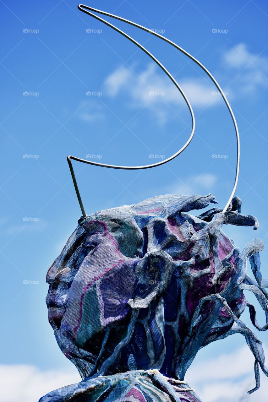 The sculpture, Moon Walker, at Papio Ocean Park near Pahoa, Hawaii.