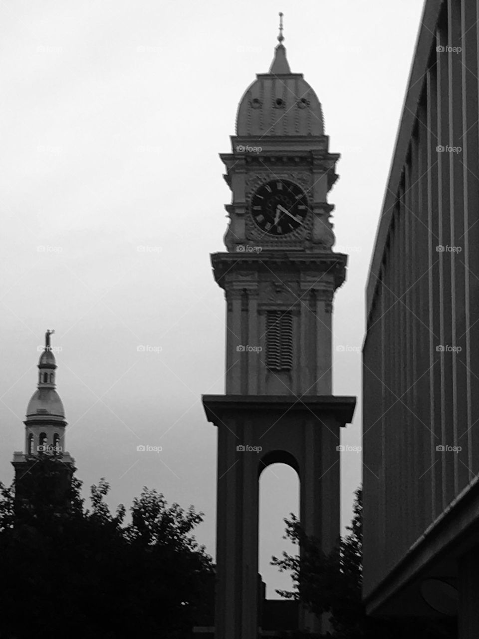 Town Clock at sunrise located in the center of Dubuque, Iowa, was built in the 1870s and then moved in the 1970s to its current location 