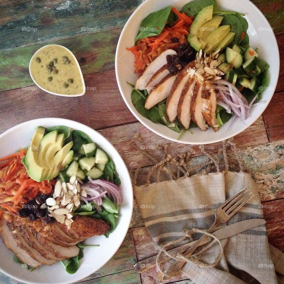 Salad for Two. All the healthy veggies, lean protein and good fats 