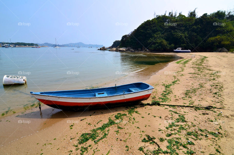 beach ocean blue boats by hkjohan