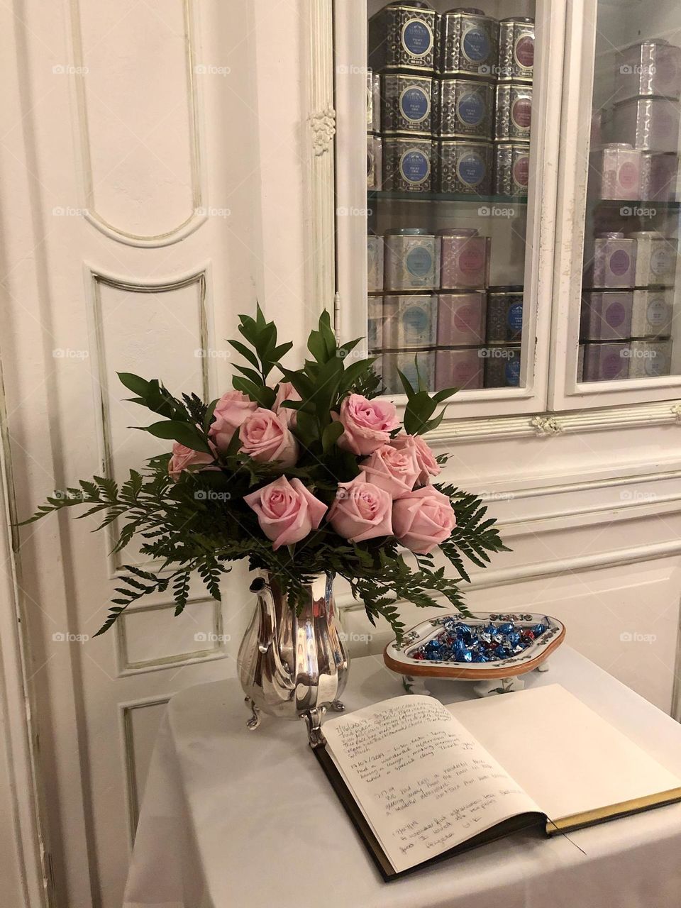 Beautiful rose with pretty silver vase 