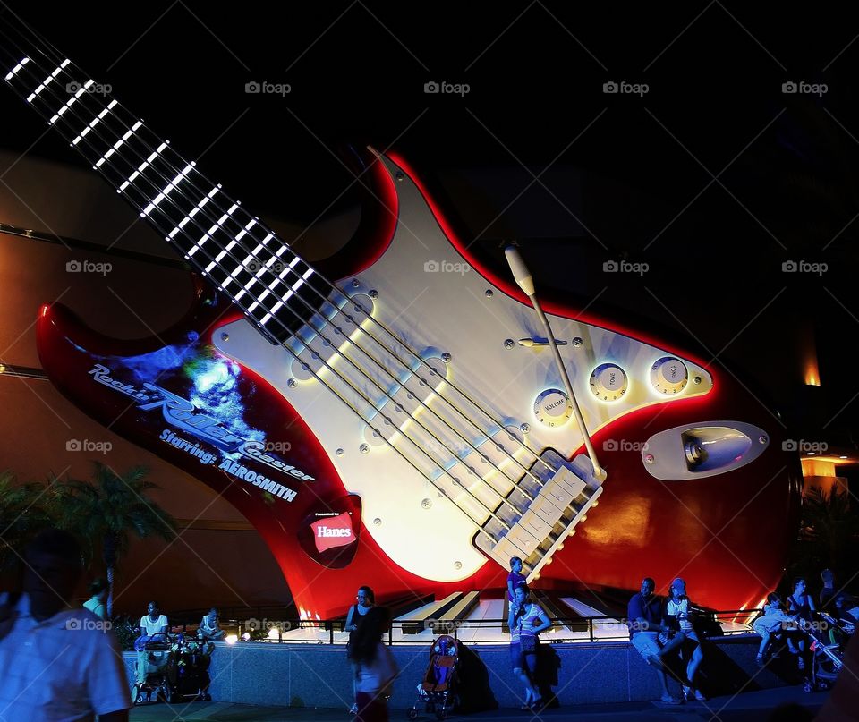 Now that's a guitar! . Rock 'n' Rollercoaster at Walt Disney world 