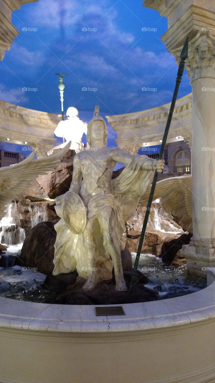 Statue in Caesar's Palace. This statue is located in the Forum Shoppes at Caesar's Palace.