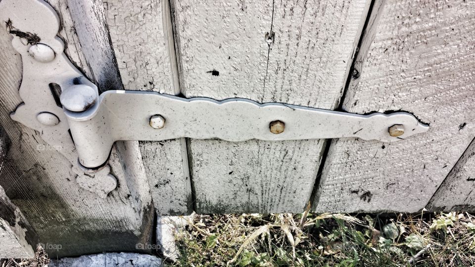 Wooden Gate . Hinge Detail