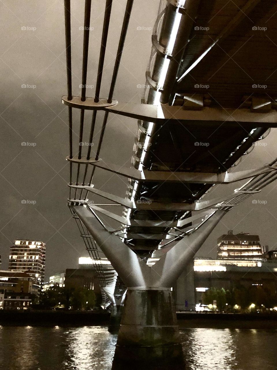 Silver bridge at night 