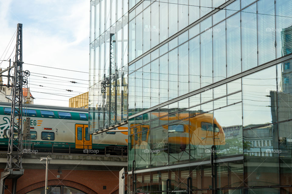 reflection of a train in Berlin