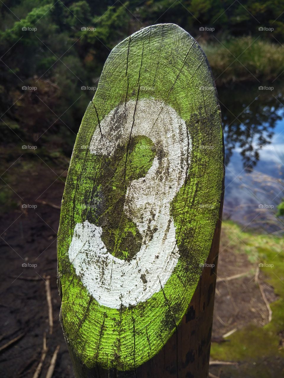 Number mark on a hiking trail