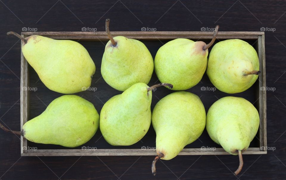 High angle view of pears