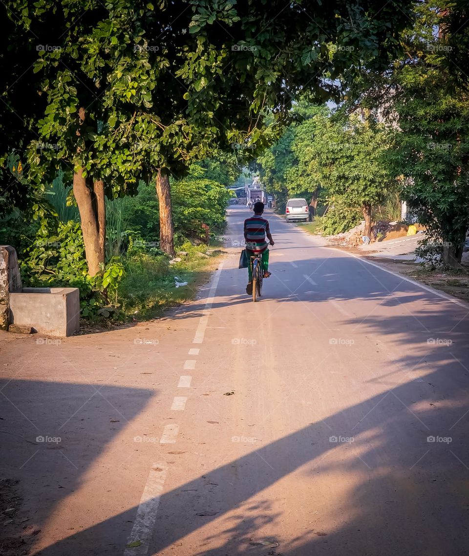 Lovely winter afternoon people on their bicycle