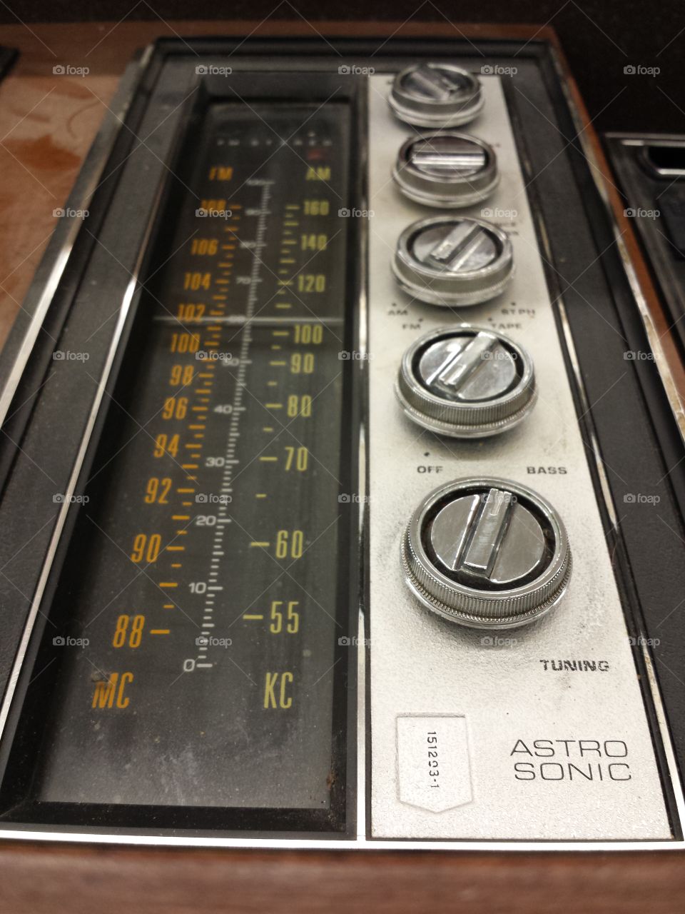 Close-up of radio on table