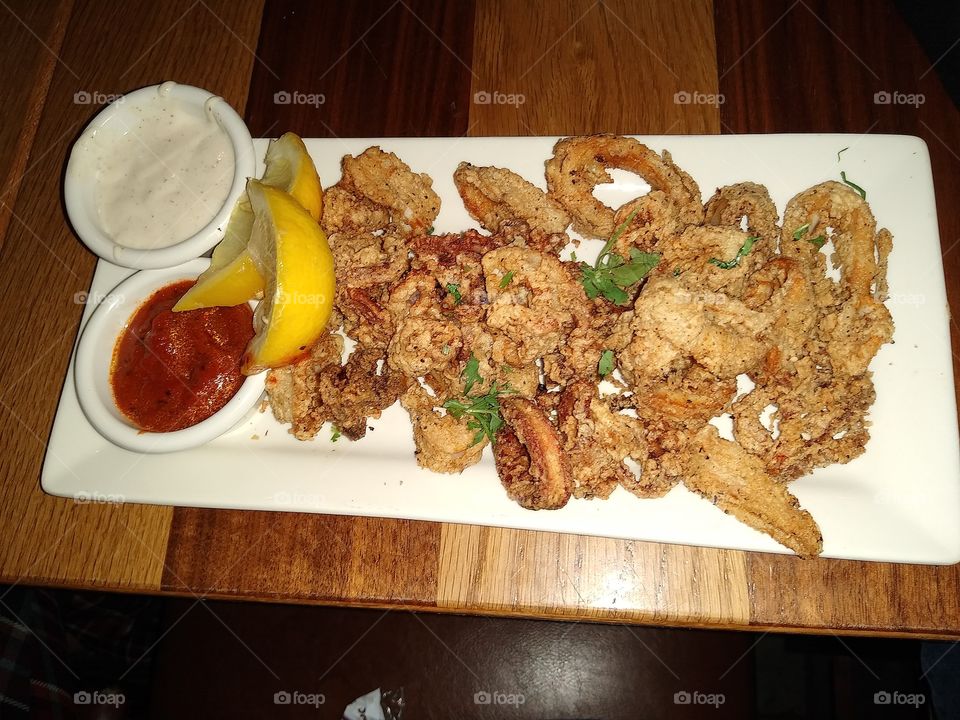Fresh fried Calamari battered with panko infused with lemon pepper