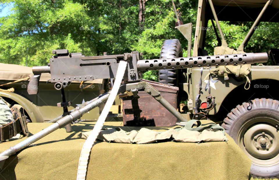 30 Cailber Machine Gun And Tripod