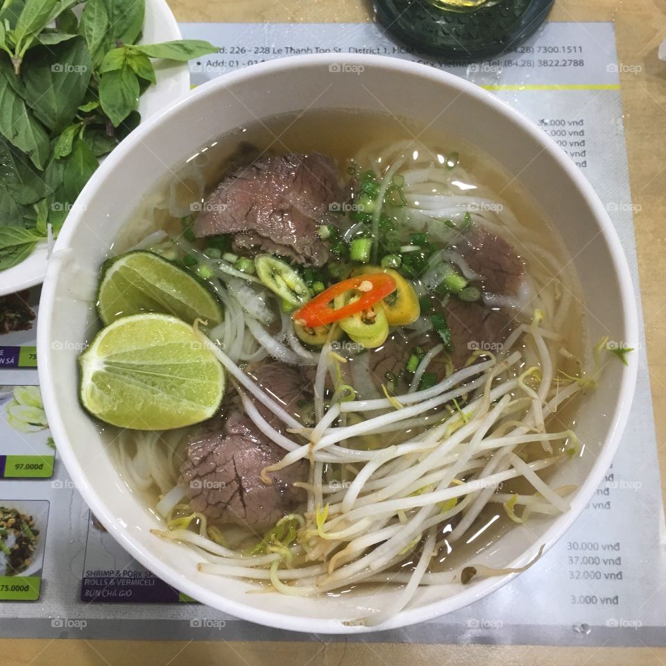 Beef pho in Vietnam 