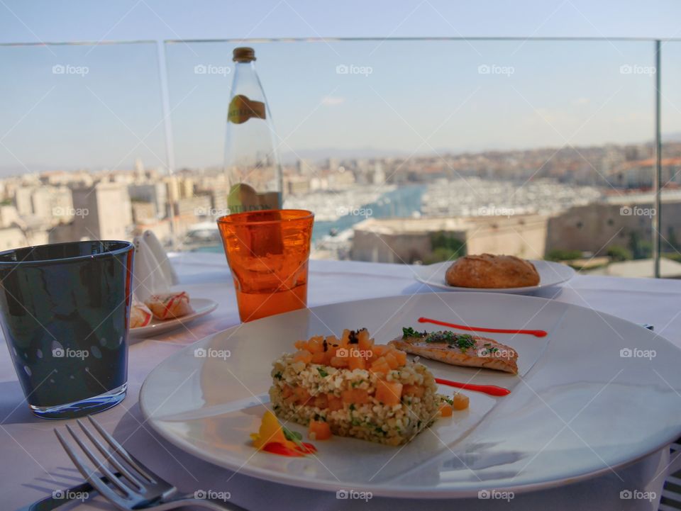 fish with her vegetables risotto